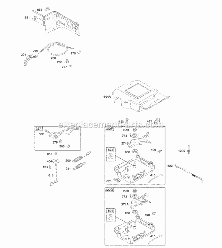 Controls Governor Spring Diagram and Parts List for 20P414-0021-E1  Briggs and Stratton Engine